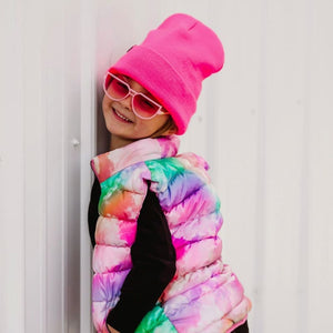 Cuff Knit Beanies: NEON PINK - Beanies