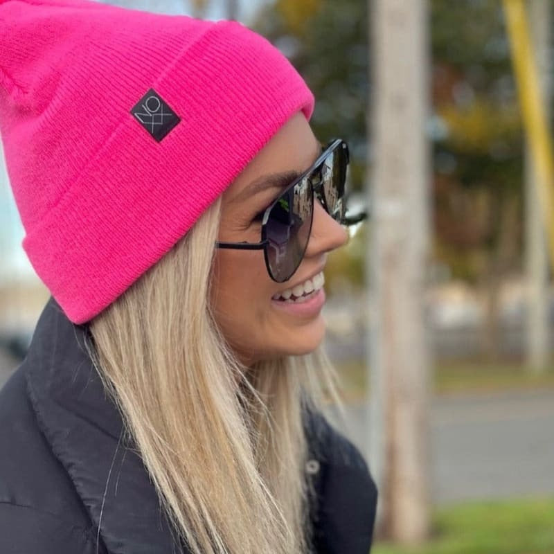 Cuff Knit Beanies: NEON PINK - Beanies