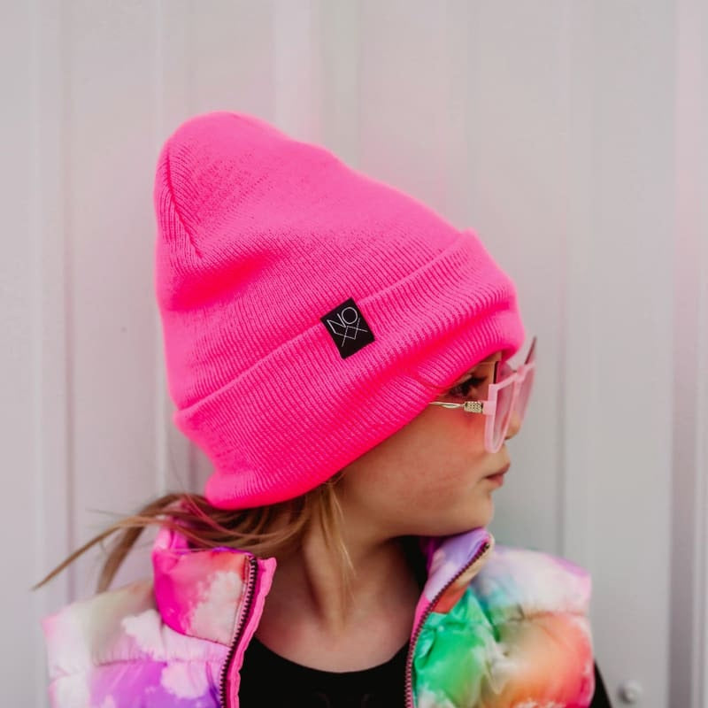 Cuff Knit Beanies: NEON PINK - Beanies