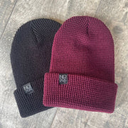 Cuffed Waffle Knit Beanies - Beanies