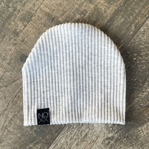 Heathered White | Cozy Ribbed Knit Beanie - Beanies