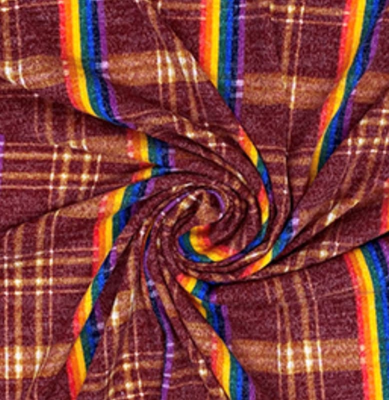 Rust Rainbow Plaid  Sweater Knit Beanie - NOXX